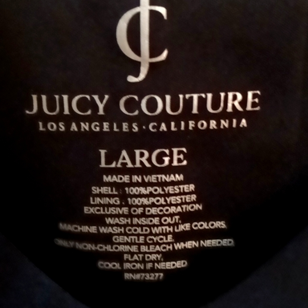 FINAL PRICE Juicy Couture black teal and tan long sleeve blouse Size Large